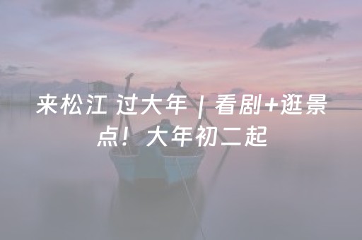来松江 过大年｜看剧+逛景点！大年初二起，松江4场高品质演出陆续登场