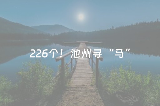 226个！池州寻“马”