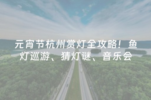 元宵节杭州赏灯全攻略！鱼灯巡游、猜灯谜、音乐会……大批人赶来打卡