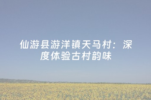 仙游县游洋镇天马村：深度体验古村韵味