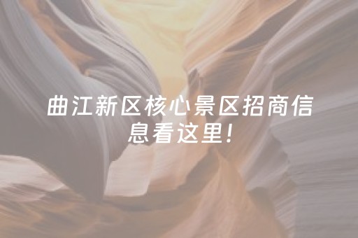 曲江新区核心景区招商信息看这里！