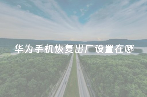 华为手机恢复出厂设置在哪（华为手机忘记密码怎么恢复出厂设置）